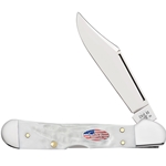 Case White Synthetic Mini CopperLock with Flag Shield 14104 - Engravable