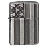 Zippo® American Flag Deep Carved Antique Silver Plate Armor 28974