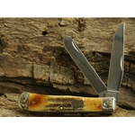 6.5 Hand Flamed BoneStag Trapper with Scrolled Bolsters and Gift Box 72527 - Engravable