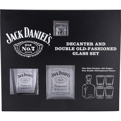 Jack Daniels No7 Decanter 24oz with 4 14oz DOF Glasses 8456