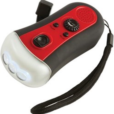 Wind-Up FM Radio 3 Bulb LED Flashlight Rubberized