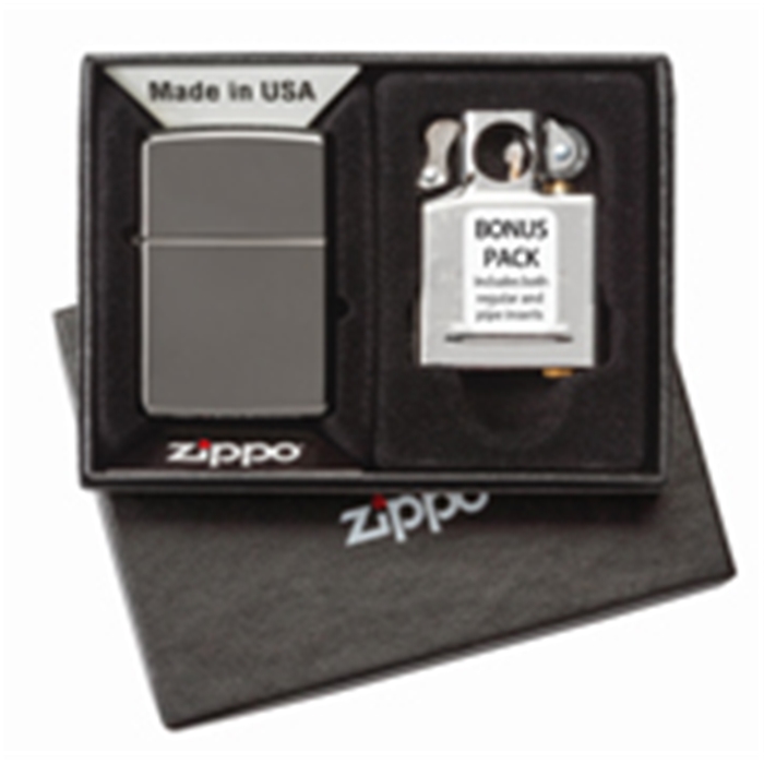 Zippo Black Ice and Pipe Insert Gift Set 29789