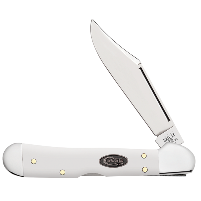 Smooth White Synthetic Handle Mini CopperLock 63963 - Engravable