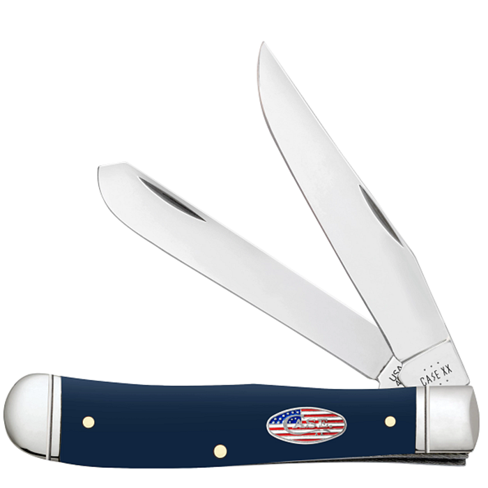 Shot Show Navy Blue Synthetic Handle Trapper With Cigar Box 71231 - Engravable